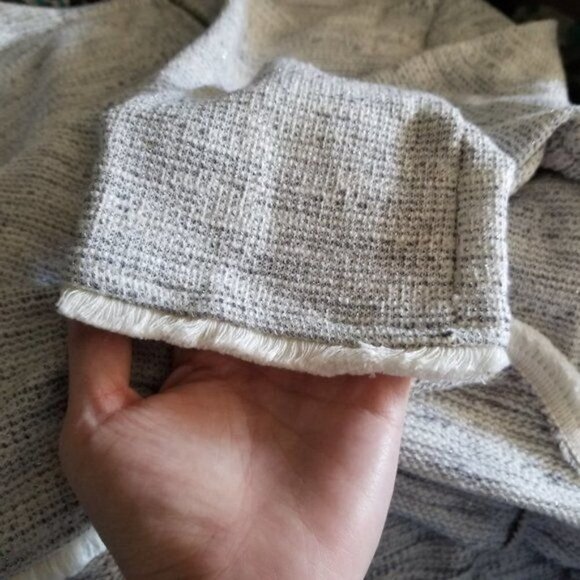 Anthropologie W5 Heather Gray Zip Back 3/4 Sleeve Pullover Fringe Sweatshirt Sm - Picture 7 of 10